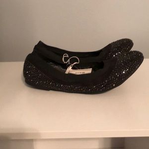 NEVER WORN Black Sparkle Flats